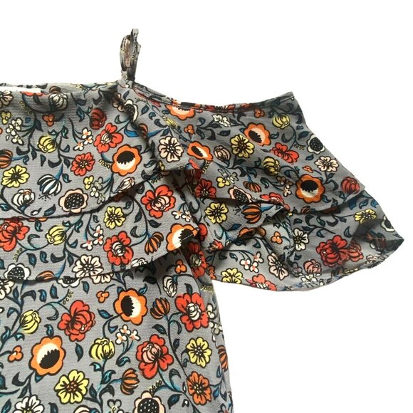 Hayden Los Angeles Womens Cold Shoulder Floral Mini Dress-Gray-Size Small-GUC - Picture 3 of 6